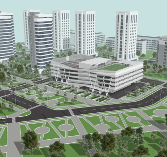 社区停车楼 综合停车楼 屋顶篮球场足球场